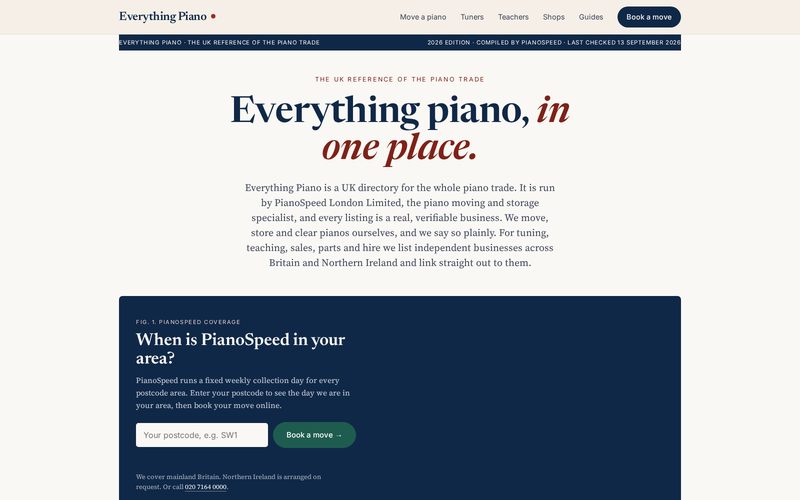 Everything Piano homepage, built by AI Speed