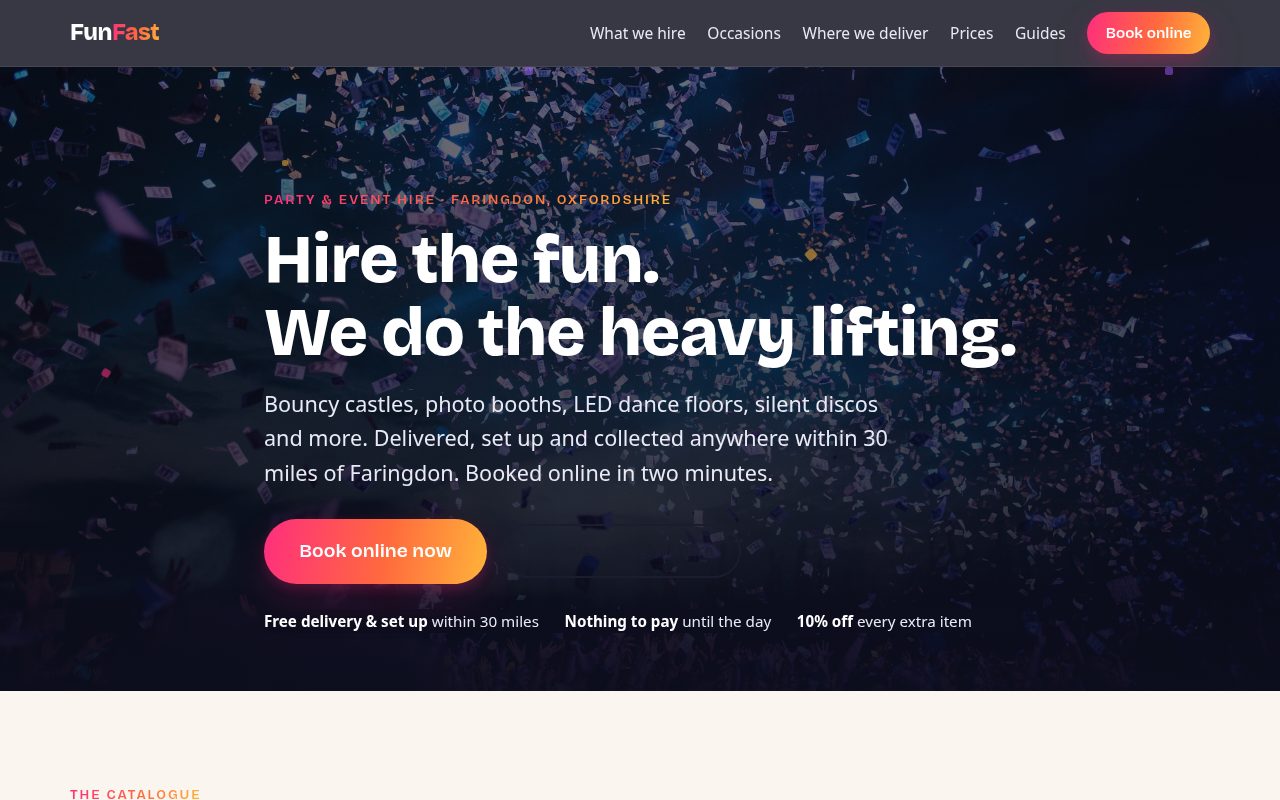 FunFast homepage, built by AI Speed