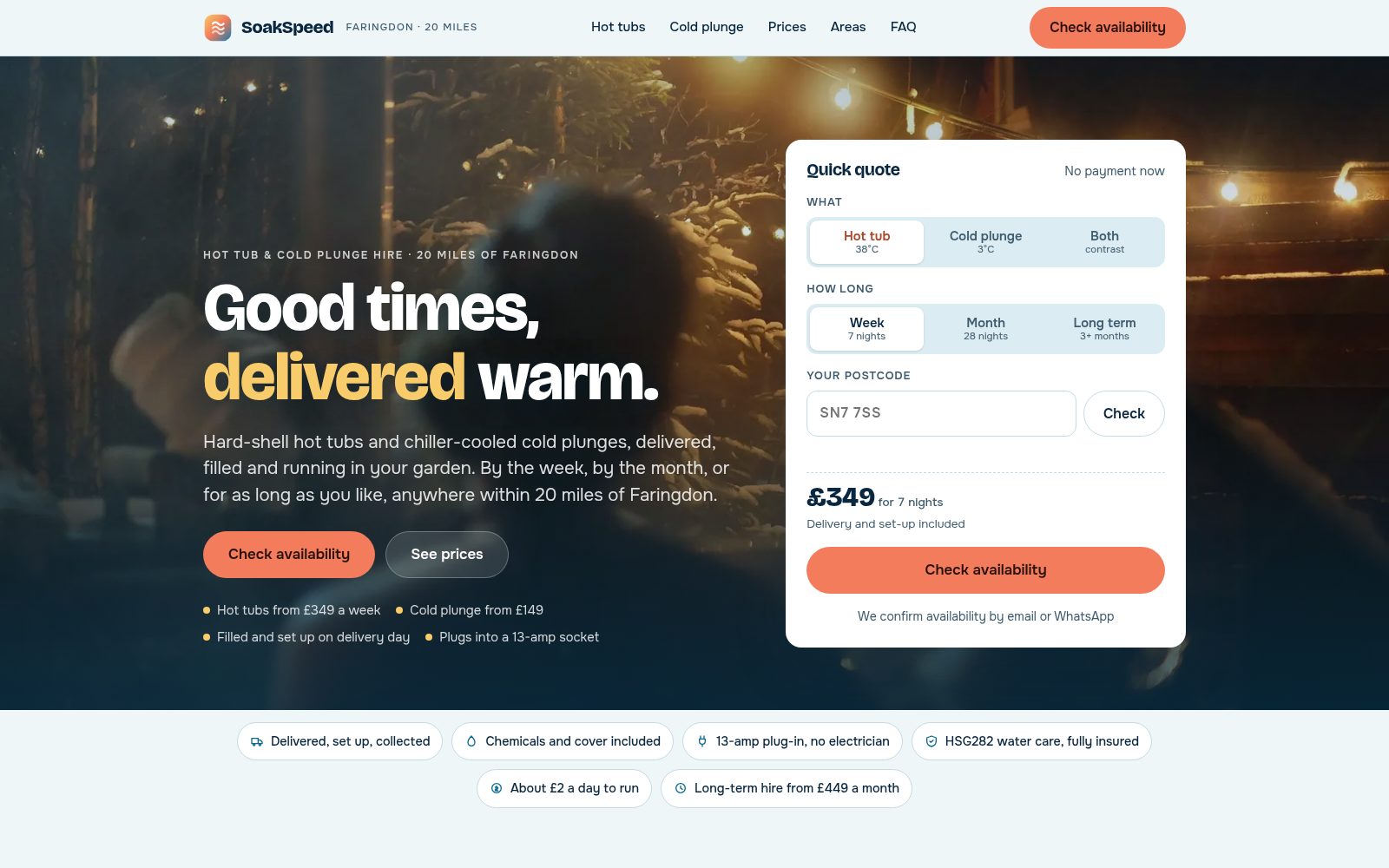 SoakSpeed homepage, built by AI Speed